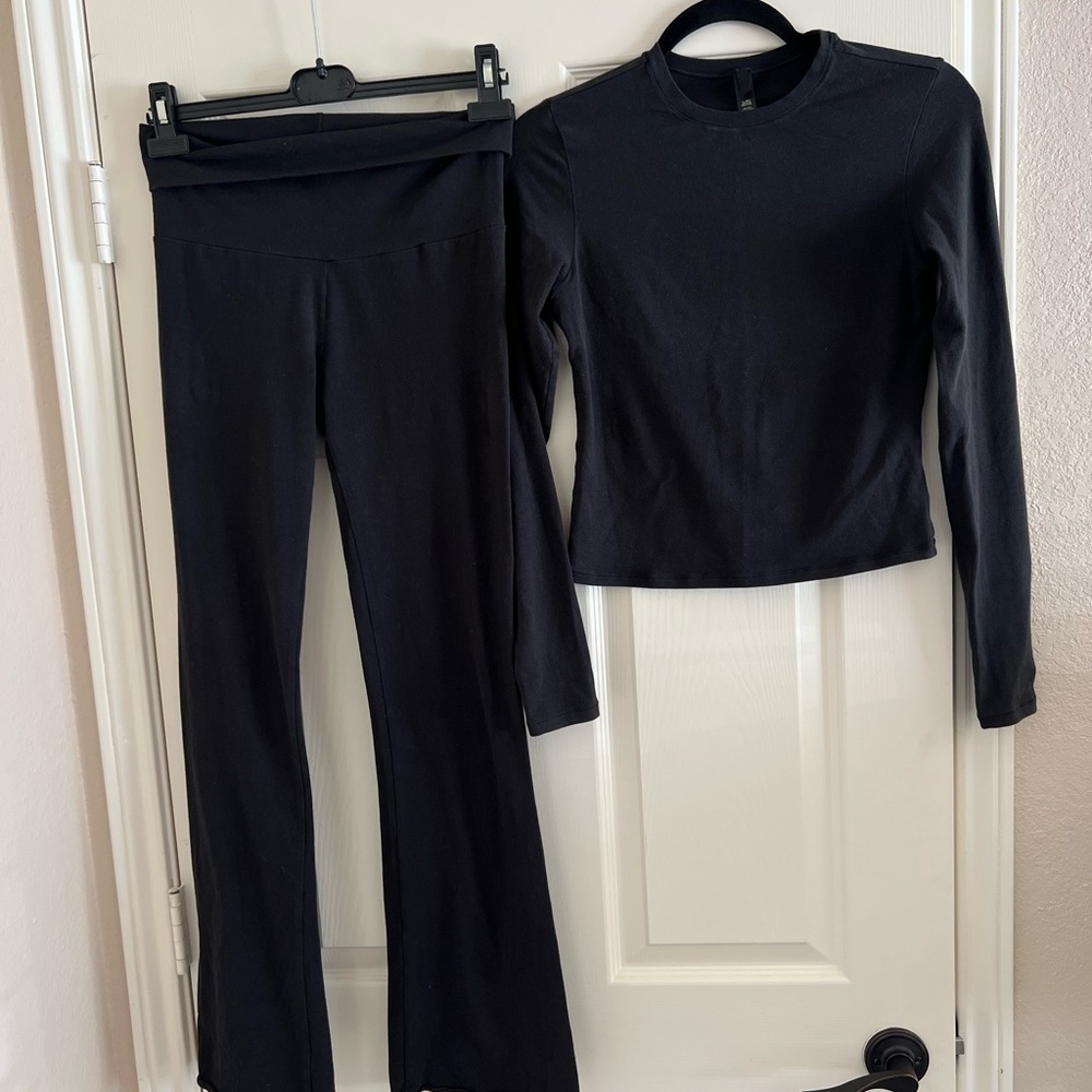SKIMS Women's Black Pants & Top Set Cotton Jersey